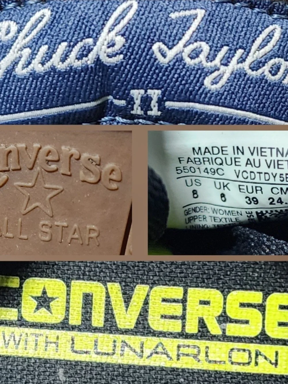 Converse Chuck Taylor All Star II Low Top Sneakers Black W/ Lunarlon  Womens 8 - Picture 8 of 8